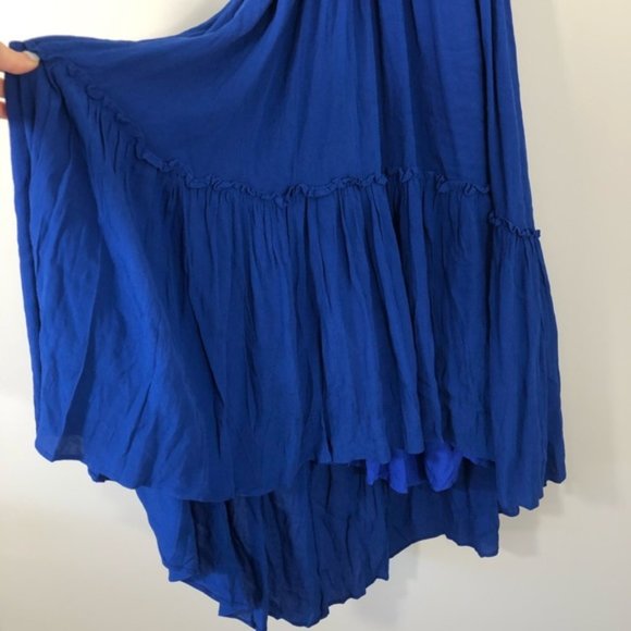 NWT VICI Blue Halter Tierded Ruffle Midi Dress - Picture 6 of 8